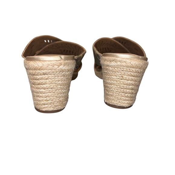 Lucky Brand Keela women’s 9.5 leather gold crisscross open Espadrille sandal ￼ - Picture 8 of 12